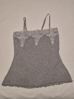 Secret Possessions Gray Lace-Trim Pajama Set